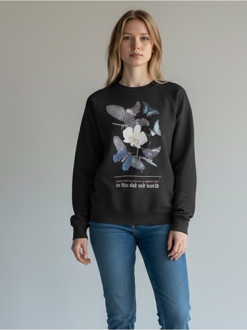 VTG IN THIS SICK SAD WORLD emo 90s 00s y2k punk goth butterfly Black Sweatshirt